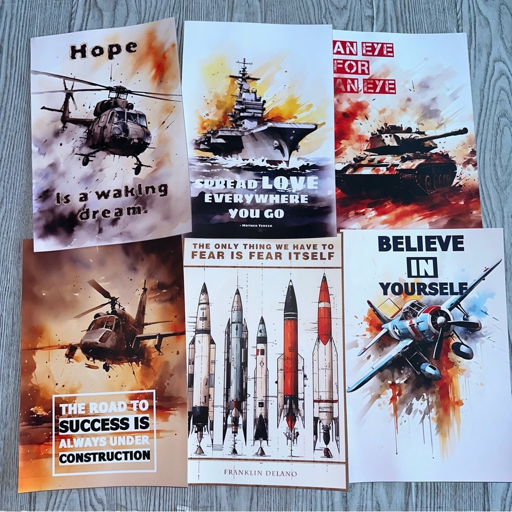 New Set of 6 Military Quote Posters